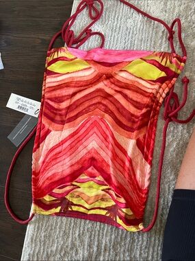 Andrea Iyamah Red Pink Multicolor Striped handkerchief  Top